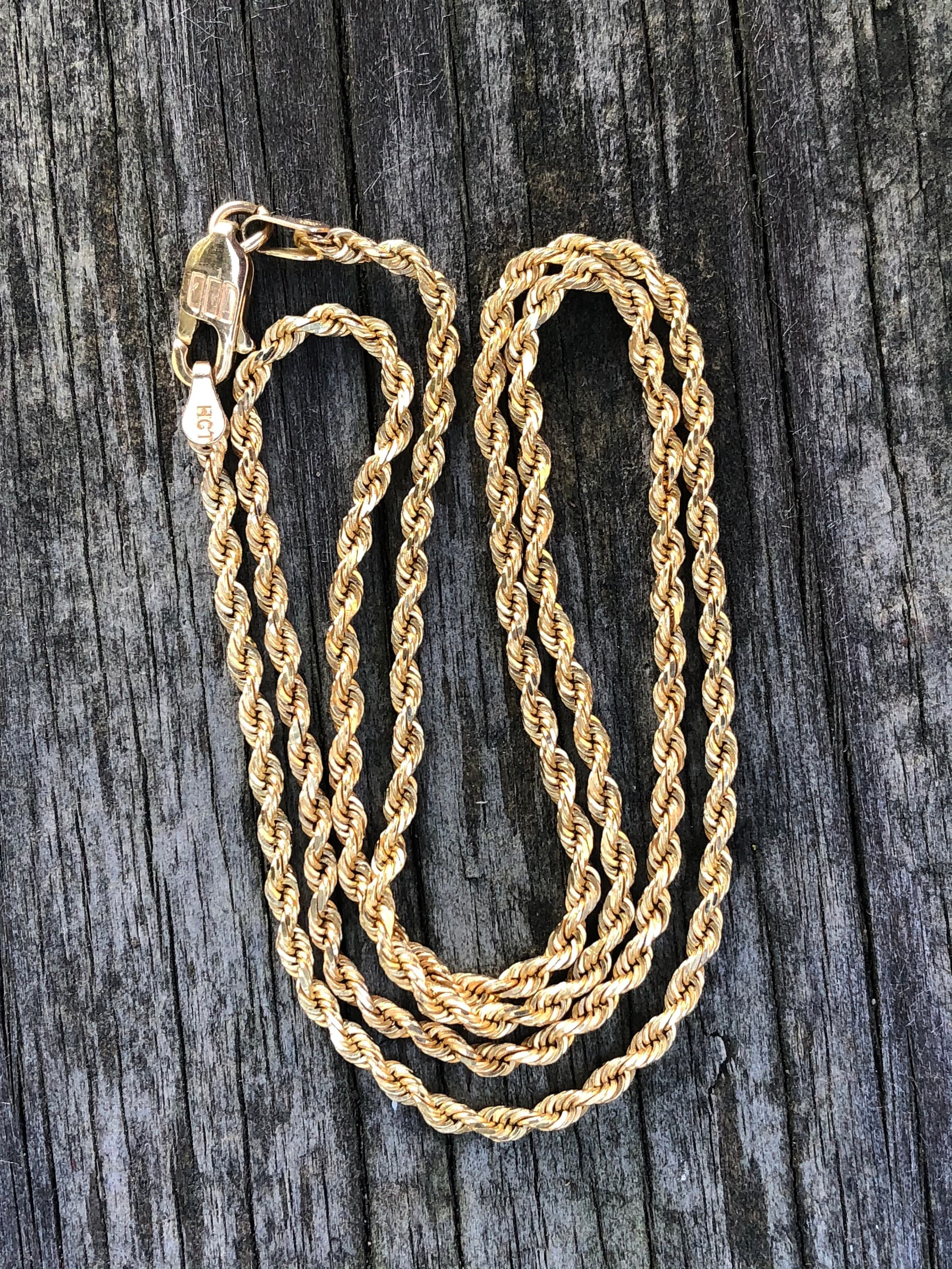 Vintage heavy 14k gold rope chain 20 | Etsy