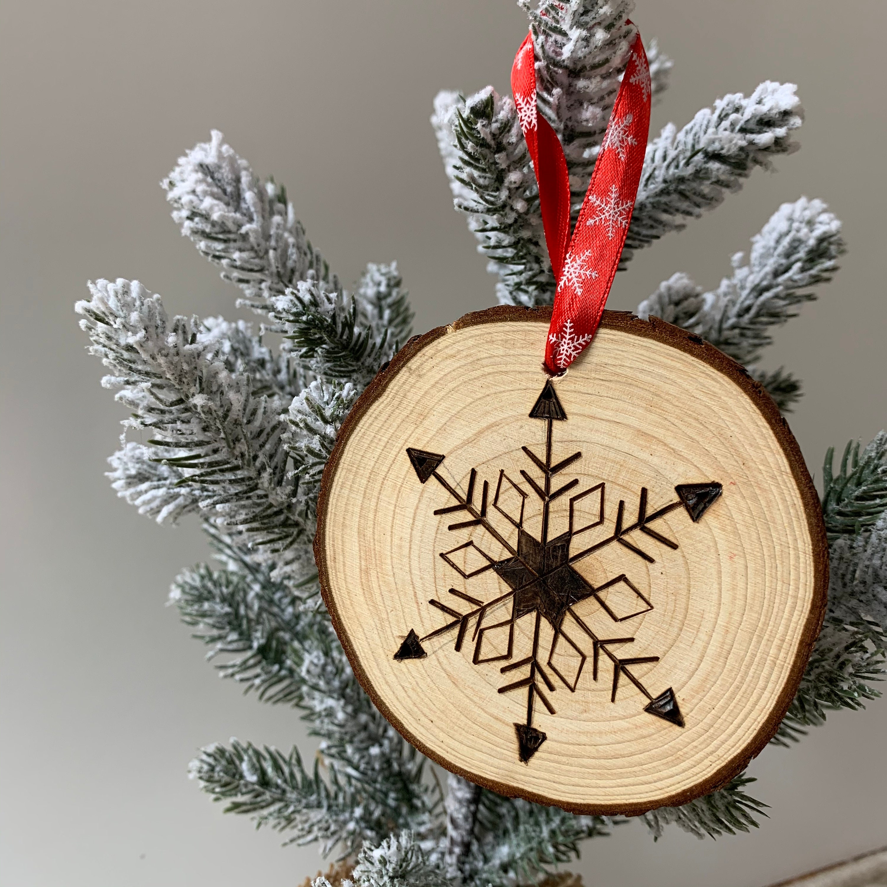 Wood Burned Snowflake Ornament Christmas Ornament Stocking | Etsy