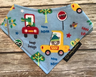 Infant-Toddler Animals & Cars "beep beep" Bandanna Bib (Super Absorbant!)