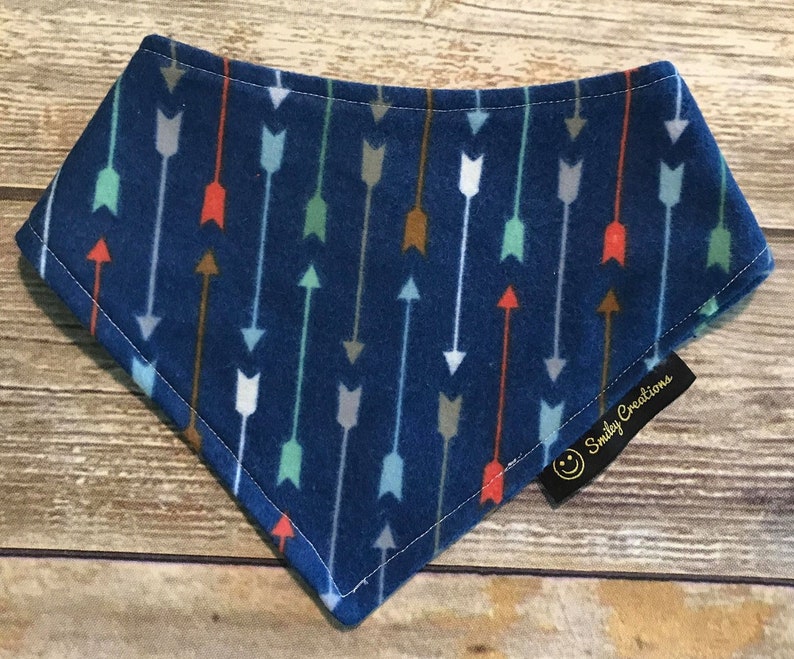 Cat Bandana Cotton Flannel Baby Bandana Baby Bib Snaps Dog Bandana Arrow Arrows Blue Bandana