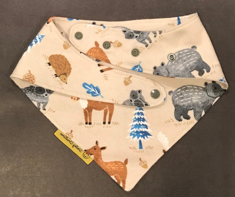 Dog Bandana Baby Bandana Baby Bib Cotton Flannel With Snaps Cat Bandana Outdoor Woodsy Deer Fox Moose Leaves Bandana