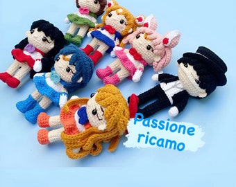 Sailor warriors - mini amigurumi pattern - complete series sailor warriors - english patterns pdf download - all sailor crochet