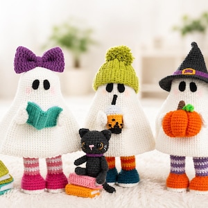 Schema Fantasmini Halloween uncinetto PDF Crochet Ghost Pattern Amigurumi PDF Instant Download English Pattern Tutorial digitale