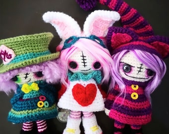 Dolls magical creatures halloween - doll bad - Amigurumi crochet pattern - horror dolls - pdf english - Alice in Wonderland