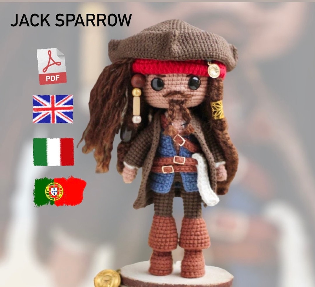 Jack Sparrow Pirates of Carribean crochet toy amigurumi main image 1