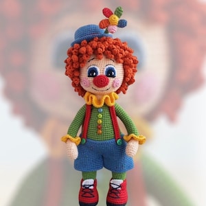 Modèle amigurumi de carnaval de clown clown pdf en anglais, italien, français et allemand, téléchargement instantané numérique image 2