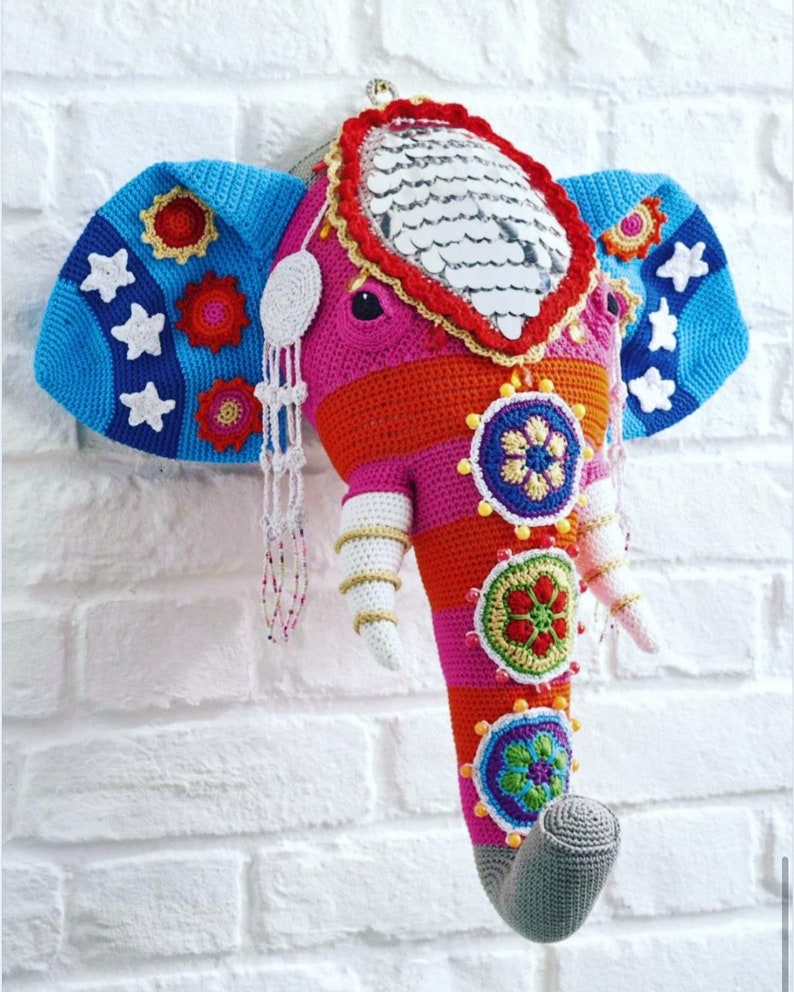 Multicolor Elephant Indian Ethnic Style Amigurumi english pattern in PDF crochet pattern digital download in minutes image 1