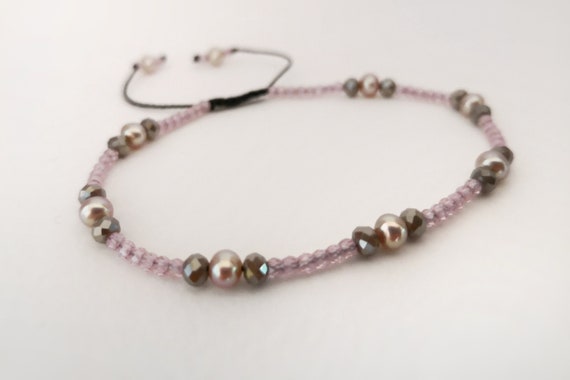 mother Pink Tourmaline 3-4 mm 18 cm bracelet gift for wife girlfriend code-CD181 Sell By Handmade Bracelet Black Spinel