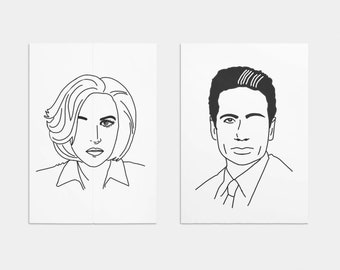 X-Files - Fox Mulder - Dana Scully - Portraits - 4x6, 5x7, or 8x10 - Frame Optional