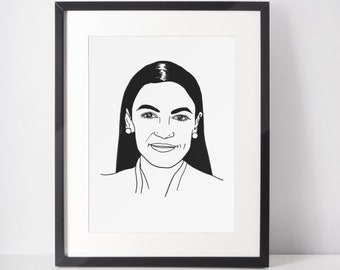 Alexandria Ocasio-Cortez - AOC - Portrait - 4x6, 5x7, or 8x10 - Frame Optional