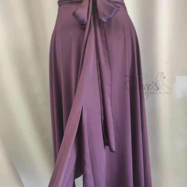 Falda de Tango Orfea cartera satinada color ciruela, ropa de baile de tango argentino pantalones faldas tops zapatos vestido de tango