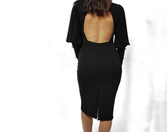 Tango's Naomi Black Dress, wide sleeves, elegant dress, sensual dress