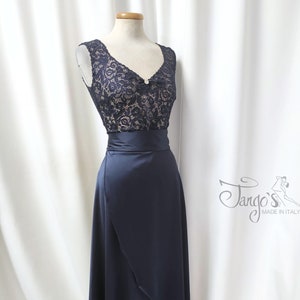 KOMPLETTER Orfea-Rock aus Satin und Alana-Top aus blauer Spitze, Set zum Tanzen oder für Zeremonien für Frauen, alle Größen verfügbar, anpassbar