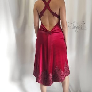 Tango&#39;s ALBA SAMTKLEID Argentinischer Tango-Tanzkleidung, Hosen, Röcke, Hemden, Oberteil, Schuhe, Tangokleid