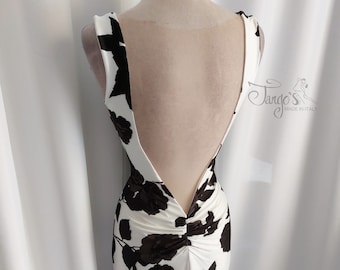 Tango's Dress Mercedes Black and White roses dresses skirts trousers tops Argentine tango shoes