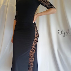 Tango's COMPLETE Gloria skirt and top in flocked lace for dancing Argentine tango, customizable, made in Italy
