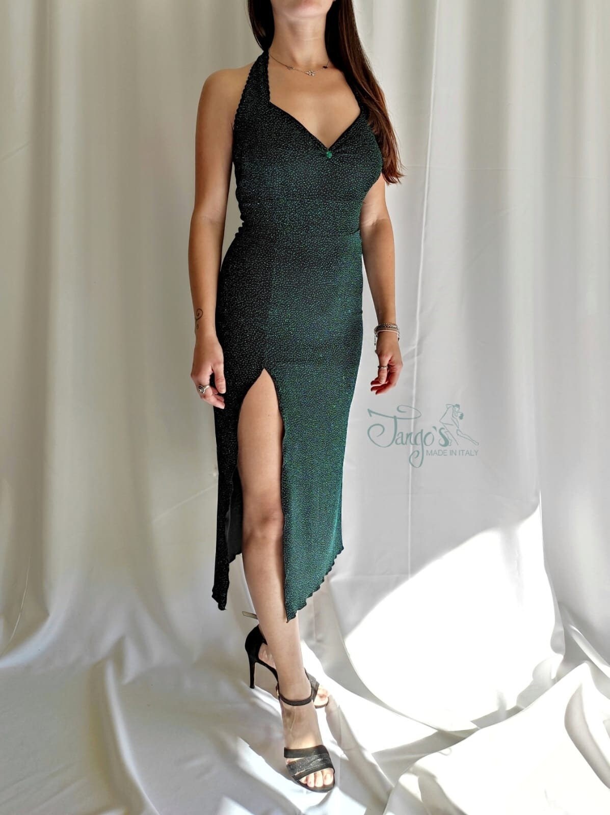 タンゴドレス　グリーン Tango's Lea グリッター グリーン ドレス ロイヤル ブルー