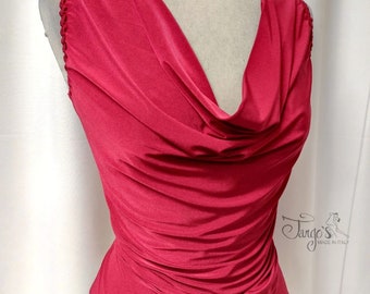 Tango's Top Valeria dark red with lace Evening dance tango dress Trousers skirts complete tops and shirts Evening & Tango shoes