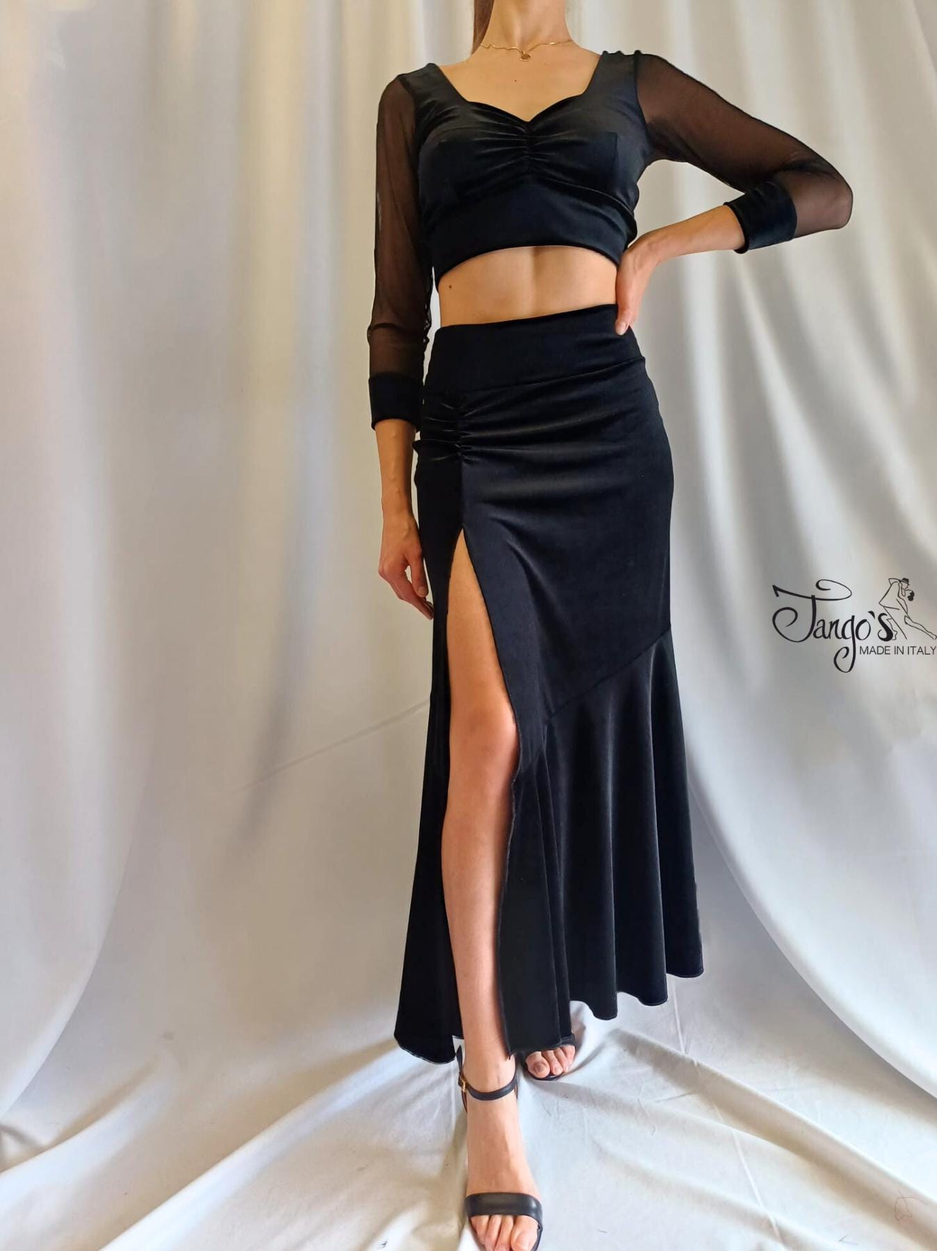 Jupe longue asymétrique en laine et soie en noir – Roland Mouret