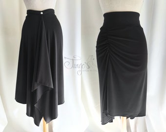 Tango's black Heli SKIRT with draping Evening tango dance dress Trousers skirts complete top and shirts shoes Evening & Tango dress
