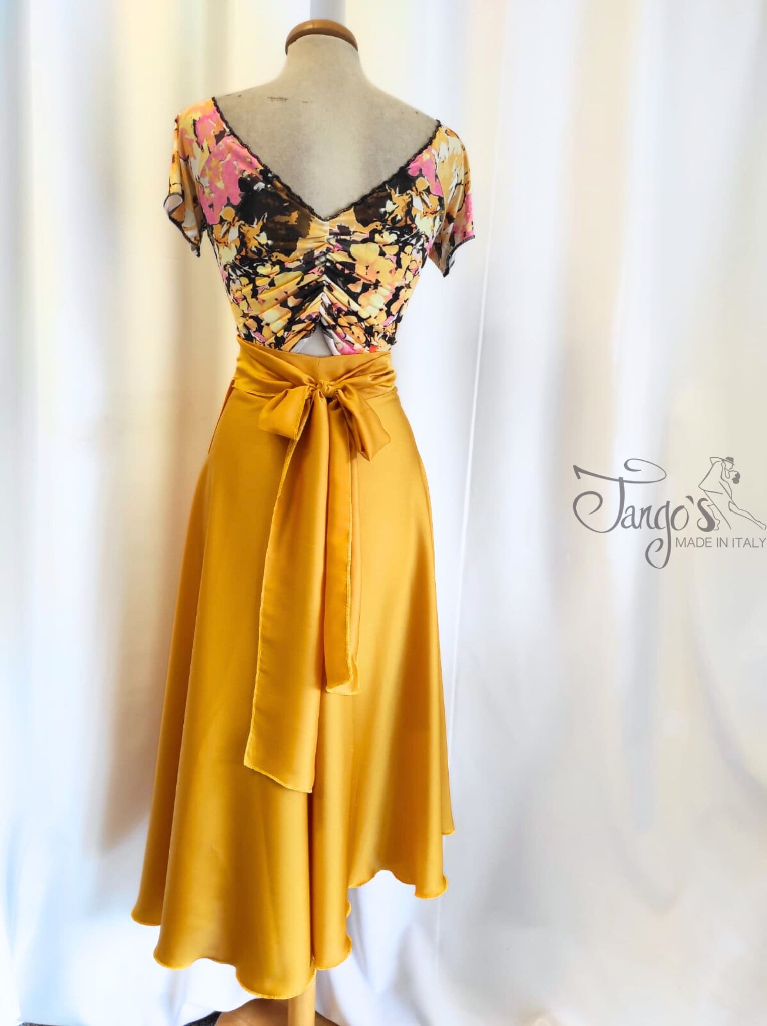 Tango's Orfea outfit in ocher pattern Evening tango dance dress Trousers, skirts, tops and shirts, shoes Evening & Tango dress