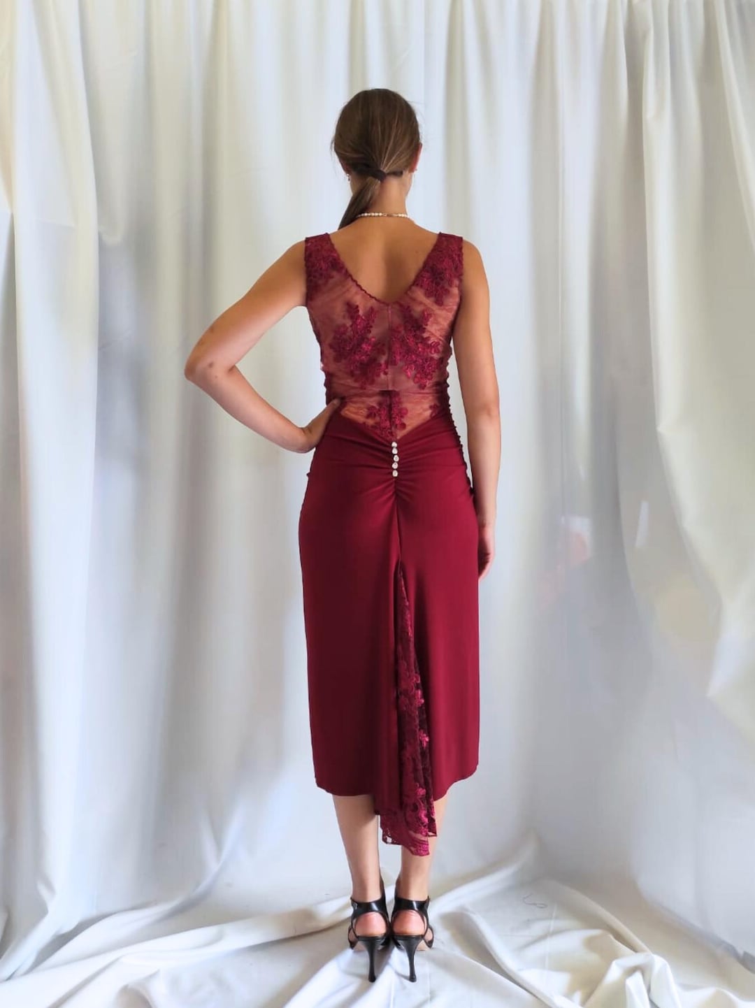 ドレス/アルゼンチンタンゴ/レッド/スパンコール/スリット/ダンス