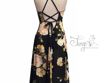 Tango's Dress Sofia large yellow flowers Evening tango dance dress Trousers skirts complete tops and shirts shoes Evening & Tango dress