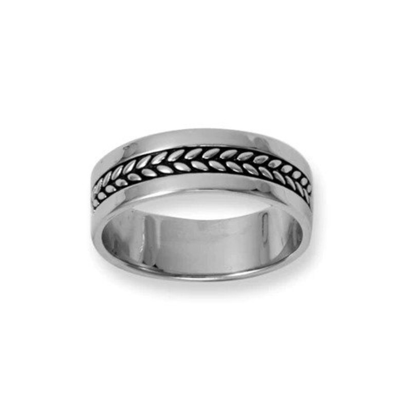 Beydodo Men's Sterling Silver Curb Chain Ring - 6mm Wide Polished, Size 6.5-11.5 Retro Punk Style - View #7