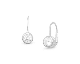 Boucles d’oreilles en argent sterling, boucles d’oreilles Lever Back, boucles d’oreilles CZ, - Boucles d’oreilles Clarice