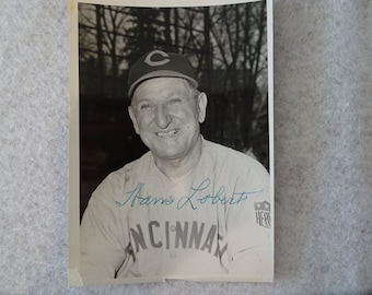 Hans Lobert - Autographed 5 x 7 photograph – 1944 Cincinnati Reds, Coach