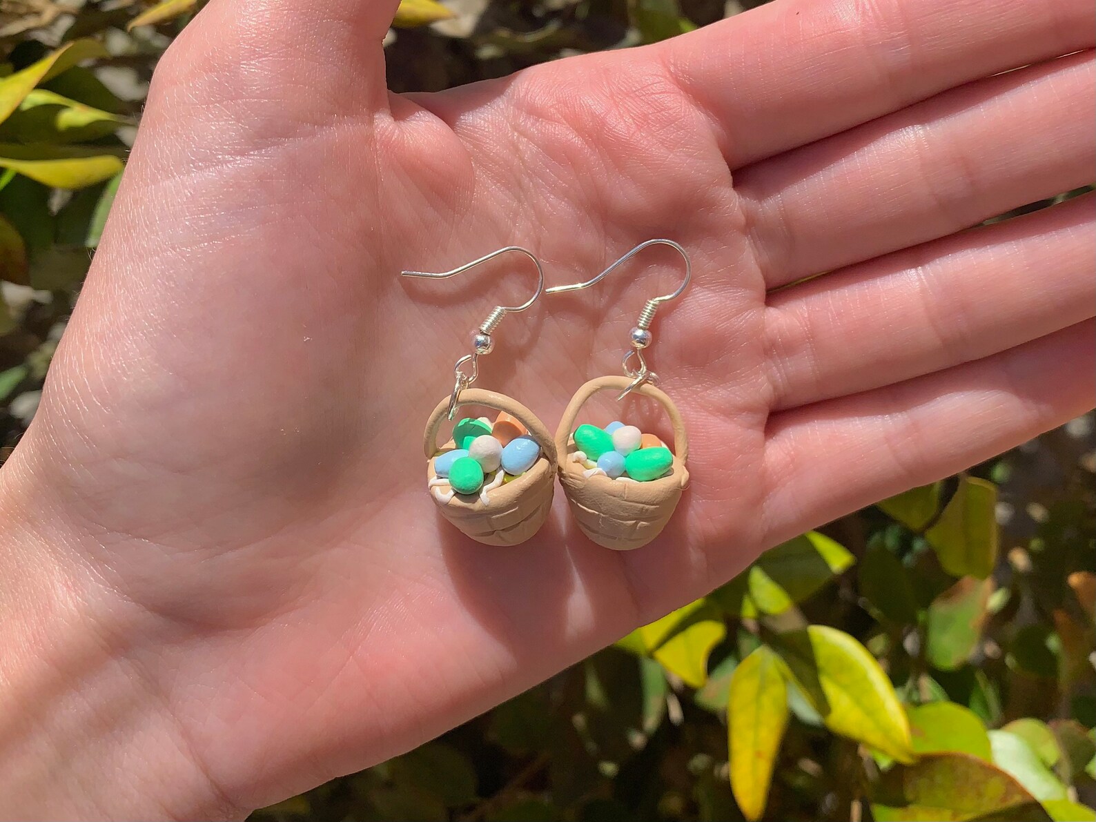 Easter Egg Basket Polymer Clay Earrings Etsy