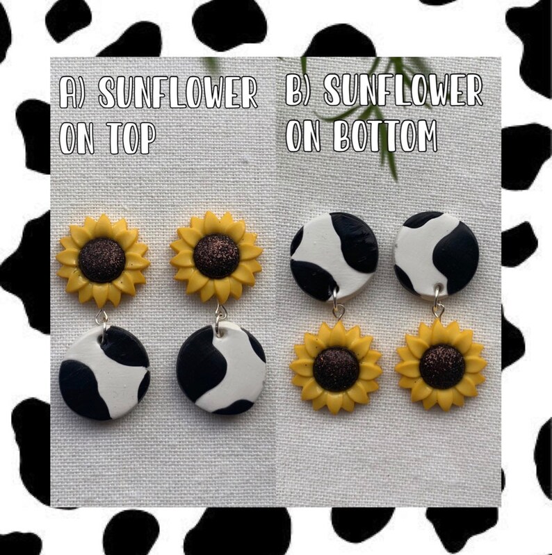 Sunflower Cow Print Earrings