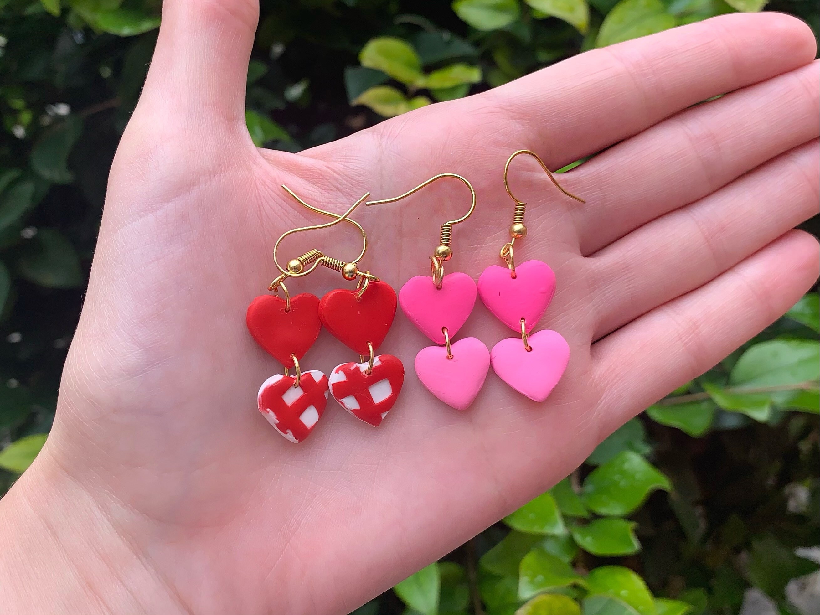 Dangly Heart Polymer Clay Earrings Etsy