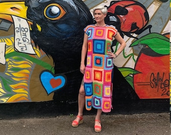 Over The Rainbow Granny Square Midi/Maxi Dress