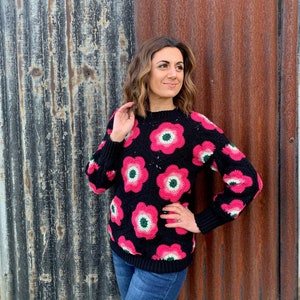 Retro Flower crochet Jumper Collaboration