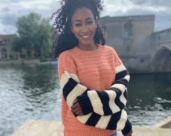 Crochet striped sleeve Jumper