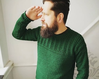 Patrón de jersey de crochet Gansey para hombre