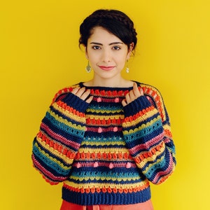 Padrão eclético de jumper de crochê