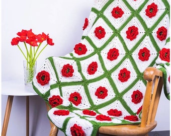 Poppy Square Crochet Blanket