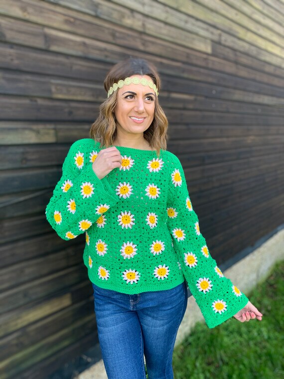 Pull grand mere Daisy Etsy France