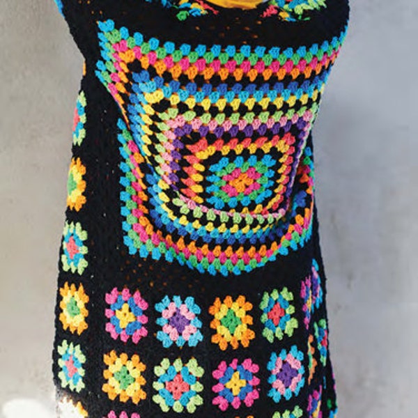Kaleidoscope Cardigan Granny Square Crochet Pattern