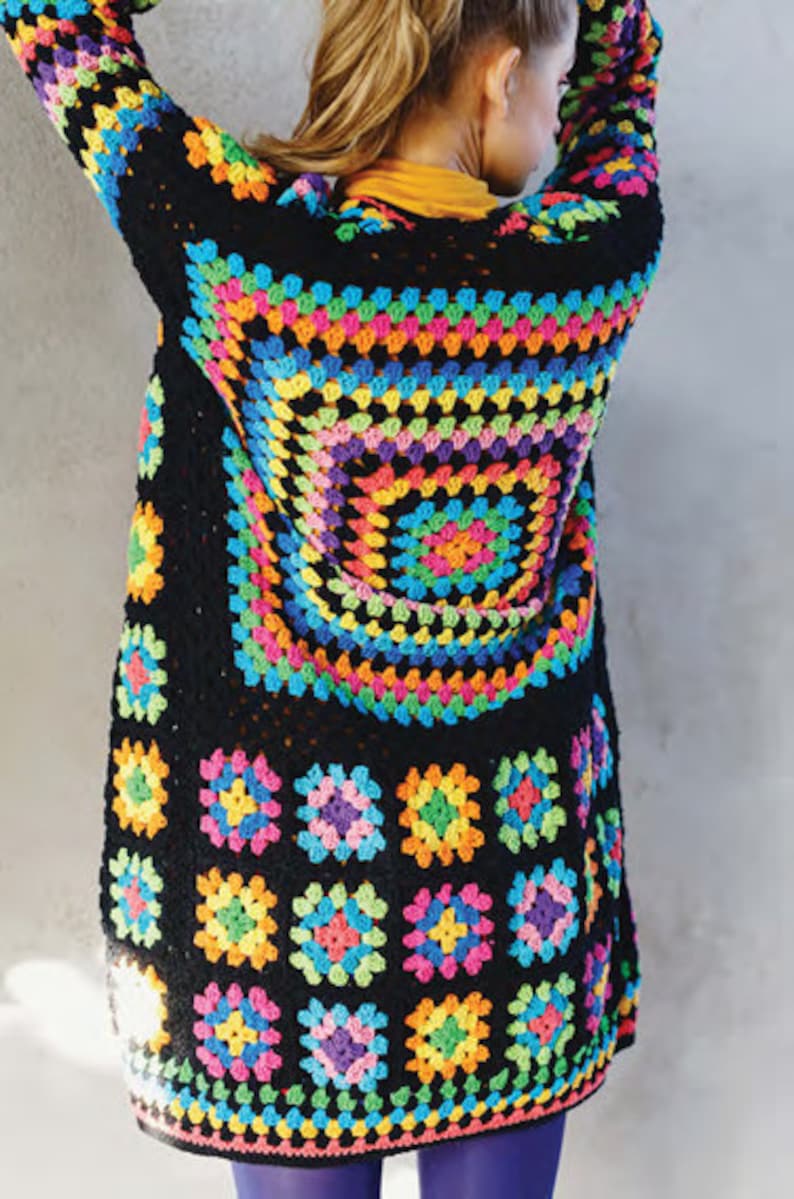 Kaleidoscope Cardigan Granny Square Crochet Pattern image 1