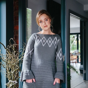 Greta Virkad Klänning Mönster