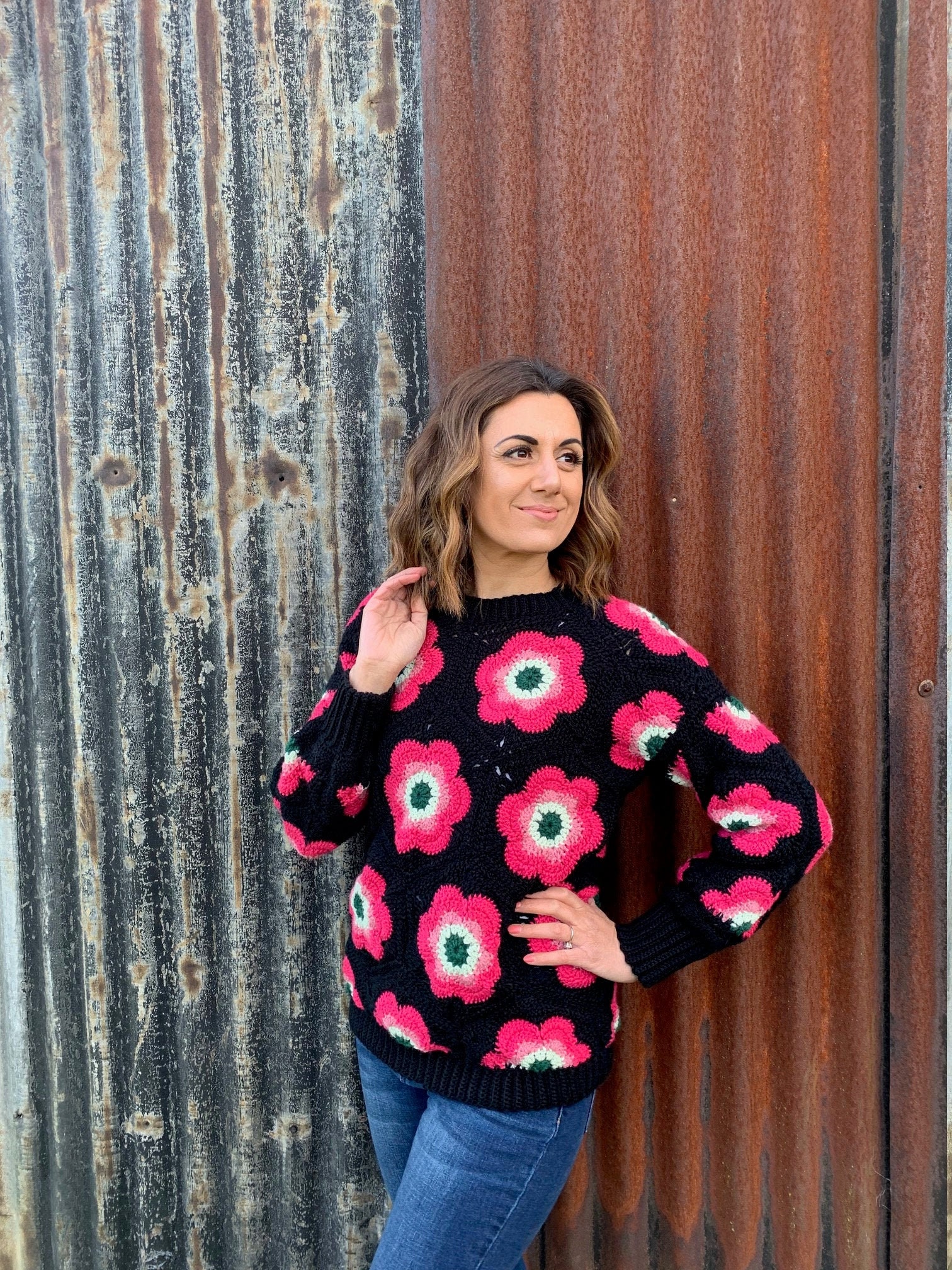Retro Flower Crochet Jumper Collaboration - Etsy