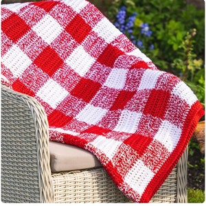 Crochet Checked Picnic Blanket pattern