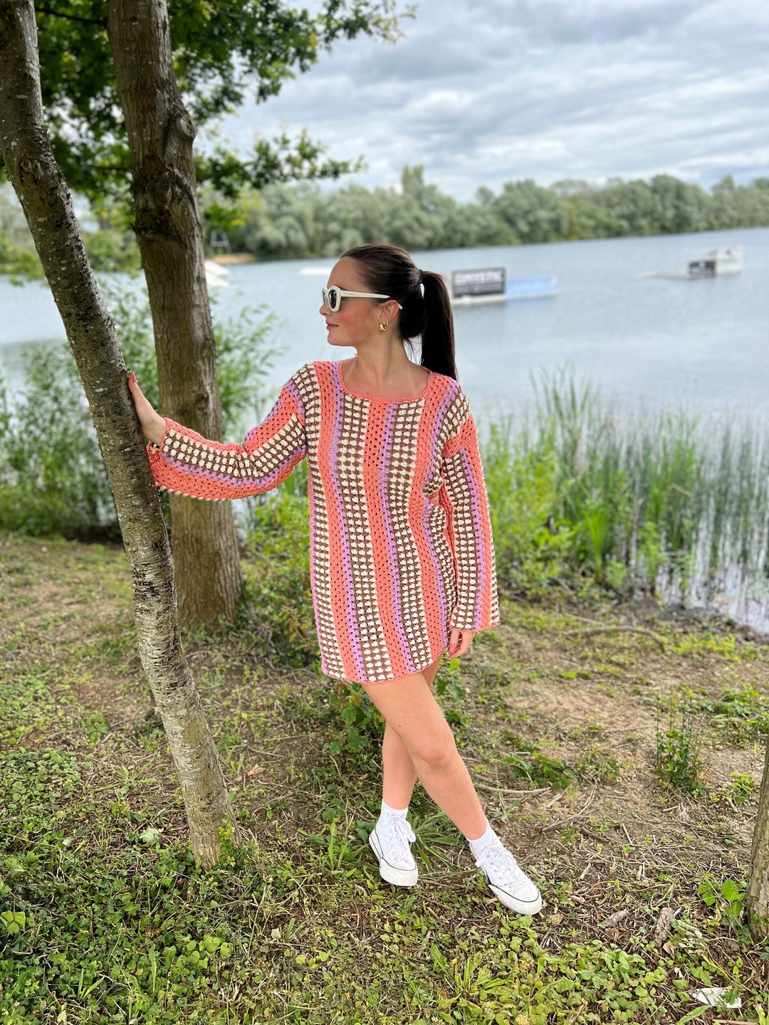 Taylor Swift Crochet Granny Stripe Dress