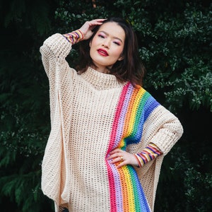 Colours of the Rainbow Crochet Poncho