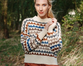 Windy Beach crochet colour work Sweater