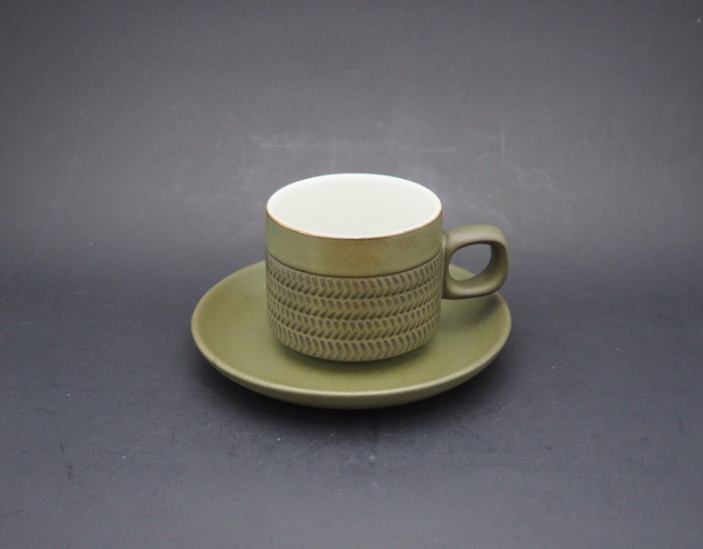 Vintage Retro Cake Plate Dark Green Mid Century Herringbone Denby Camelot Bread /& Butter Plate Langley Made in England Dessert Plate