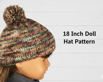 Doll Hat Easy Knitting Pattern, 18 inch American Girl Doll PDF Instant Download